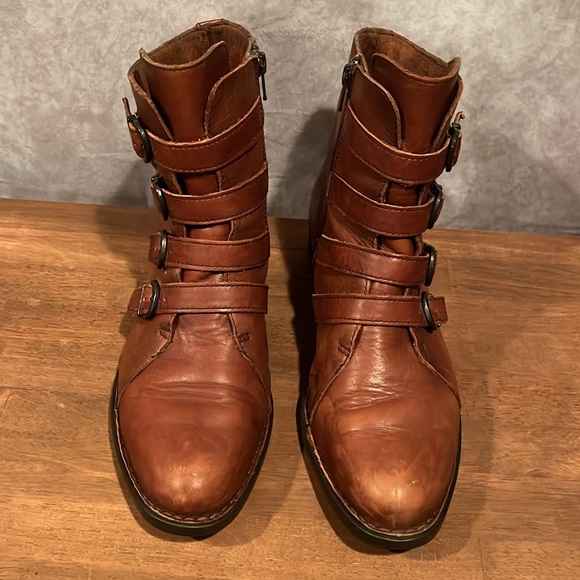 Born strappy ankle boots brown leather size 8.5 steampunk - Picture 2 of 8